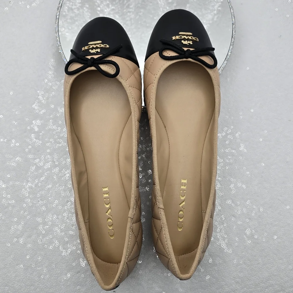 Coach Beige and Black Flats - Picture 3 of 13